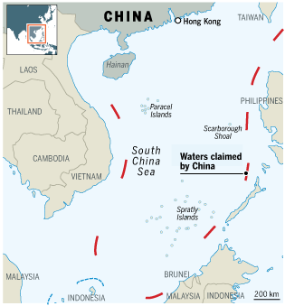 China's 9-dashed line claims in the South China Sea