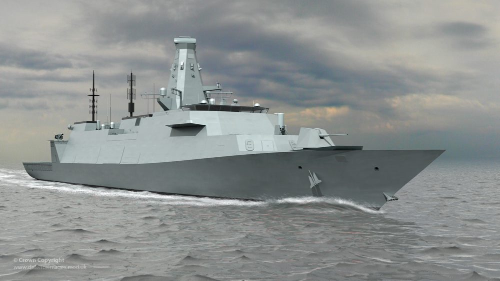 Computer Generated Image (CGI) of the basic specification of the Type 26 Global Combat Ship. Source: Defense Images.