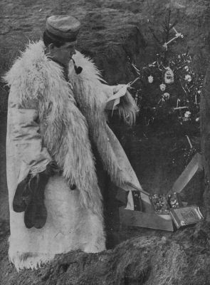 German soldier celebrating Christmas in a trench