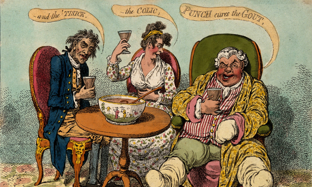An_obese_gouty_man_drinking_punch_with_two_companions