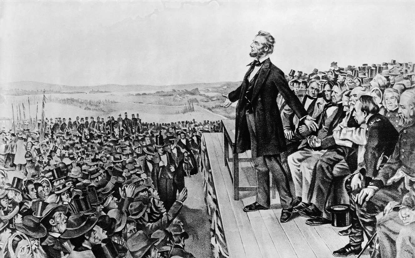 abraham lincoln giving the gettysburg address