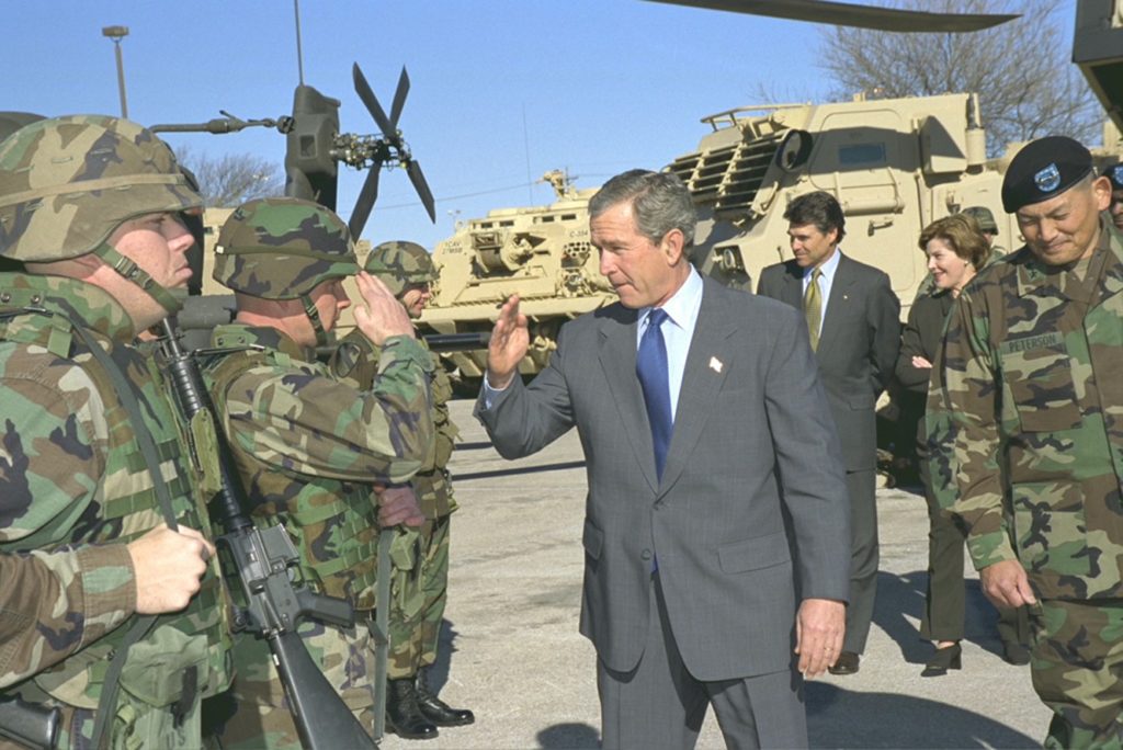 bush and troops