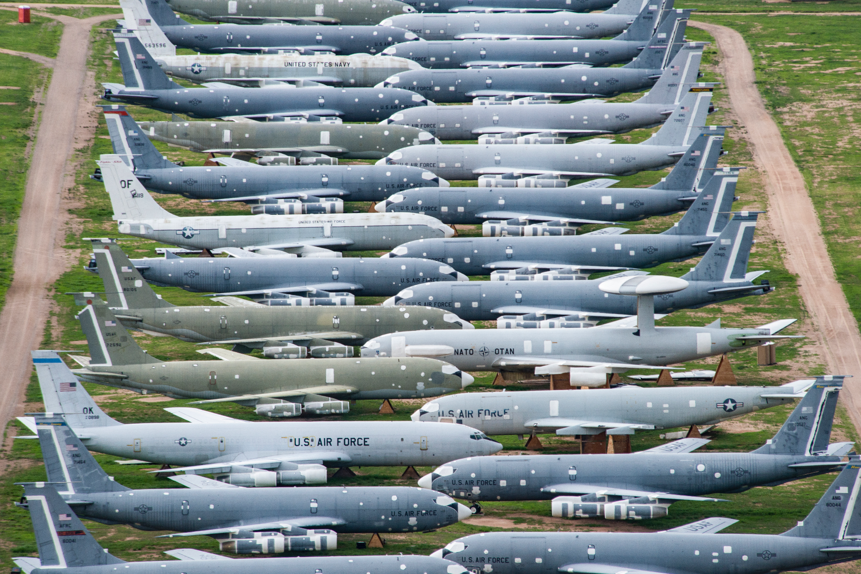 Retired aircraft sit in the Air Force's boneyard