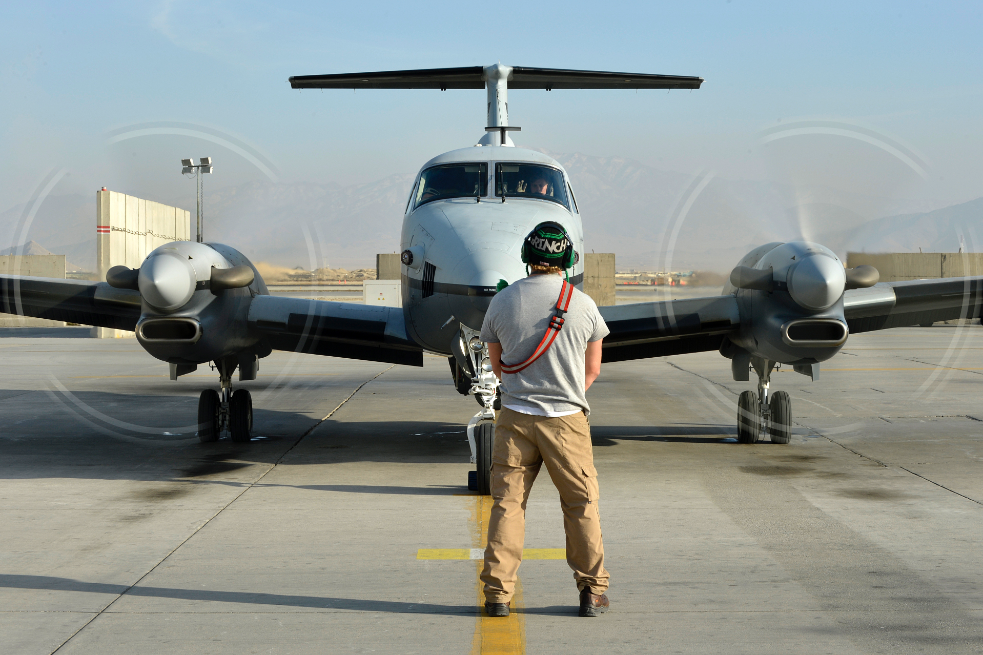 A MC-12 prepares for take off in Afghanistan