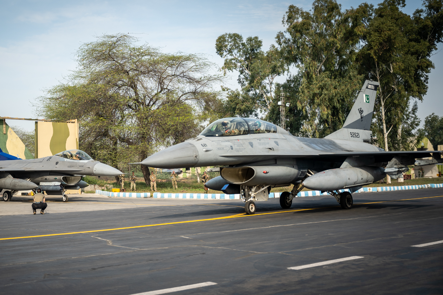 Pakistan Air Force F-16 sits on the tarmac