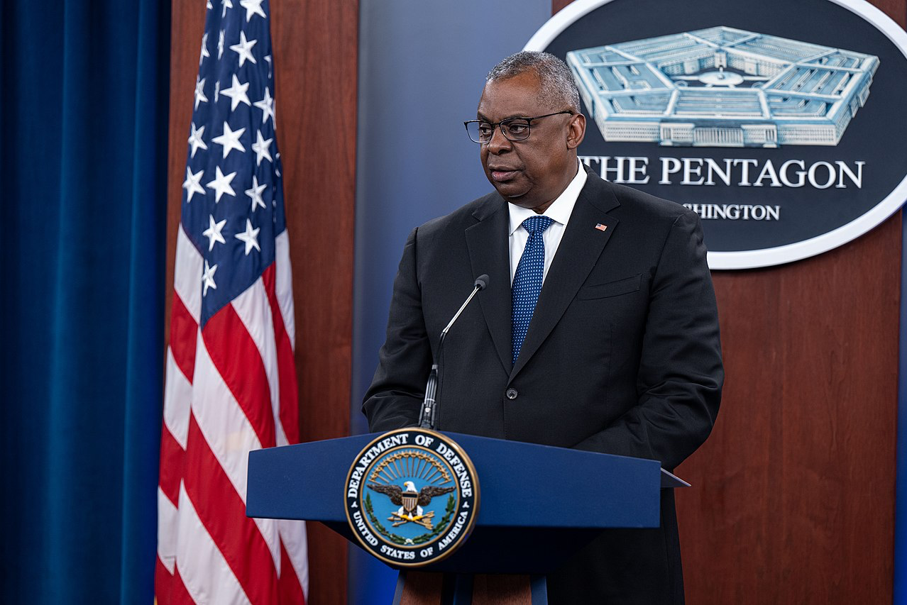 Secretary of Defense Austin briefs reports on the national defense strategy