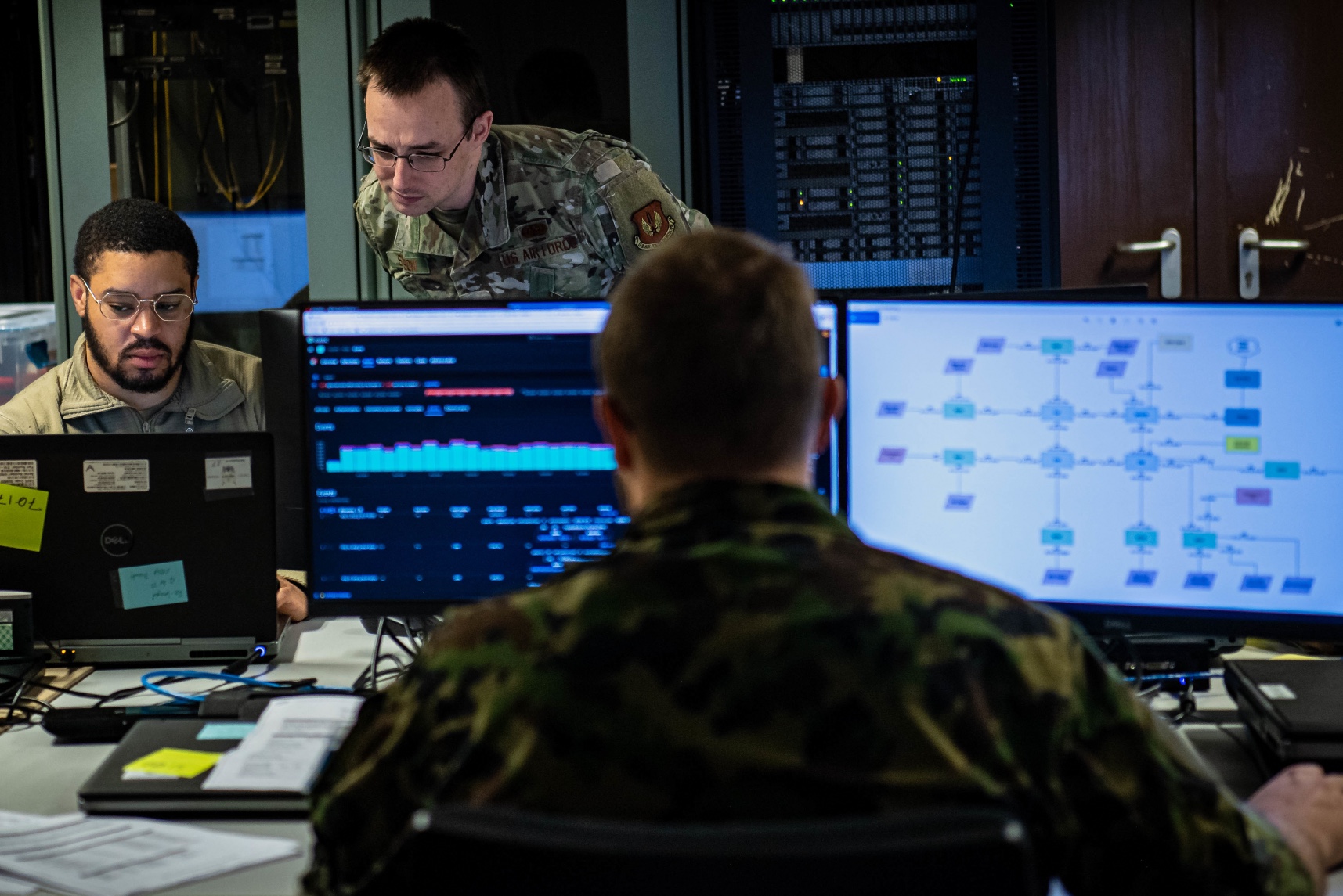 Tacet Venari participants analyze metadata to identify any suspicious activity on the network during exercise Tacet Venari at Ramstein Air Base