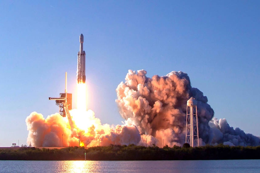 SpaceX Falcon Heavy rocket launched the Arabsat-6A satellite from Launch Complex 39A at NASA’s Kennedy Space Center in Florida.
