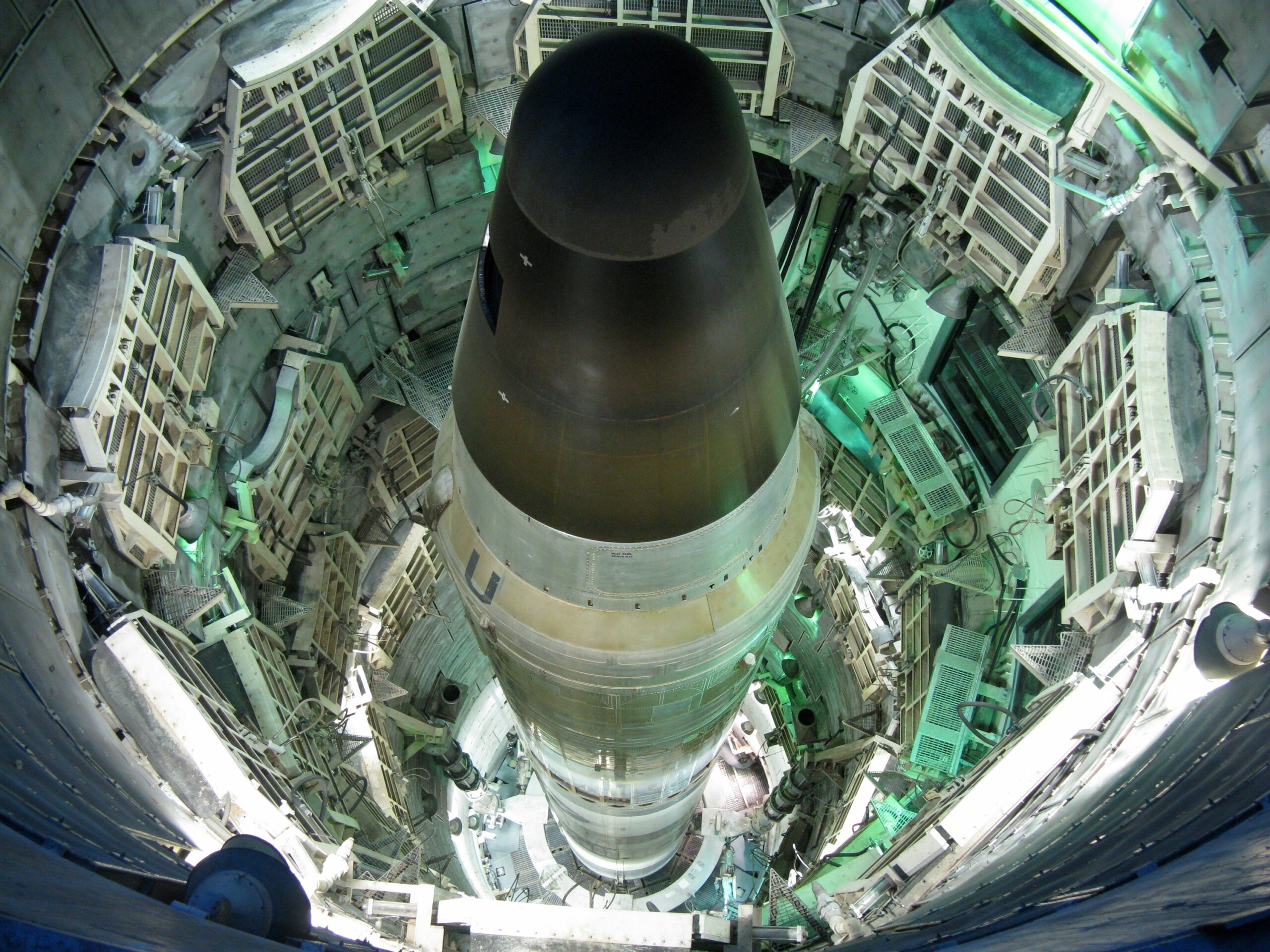 A view from above the silo housing a Titan II missile at the Titan Missile Museum in Green Valley, Arizona.