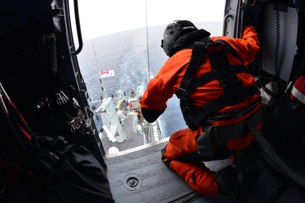 Helicopter training with Canadian navy