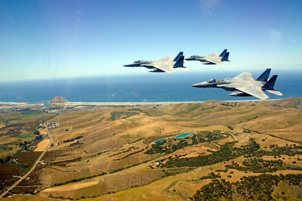 144th Fighter Wing’s F-15C Eagle Fighter Jets Flyover